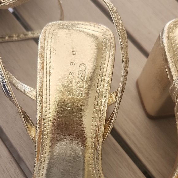 ASOS Y2k Gold Crystal Embellished Heels for Formal Occasions - Picture 2 of 10